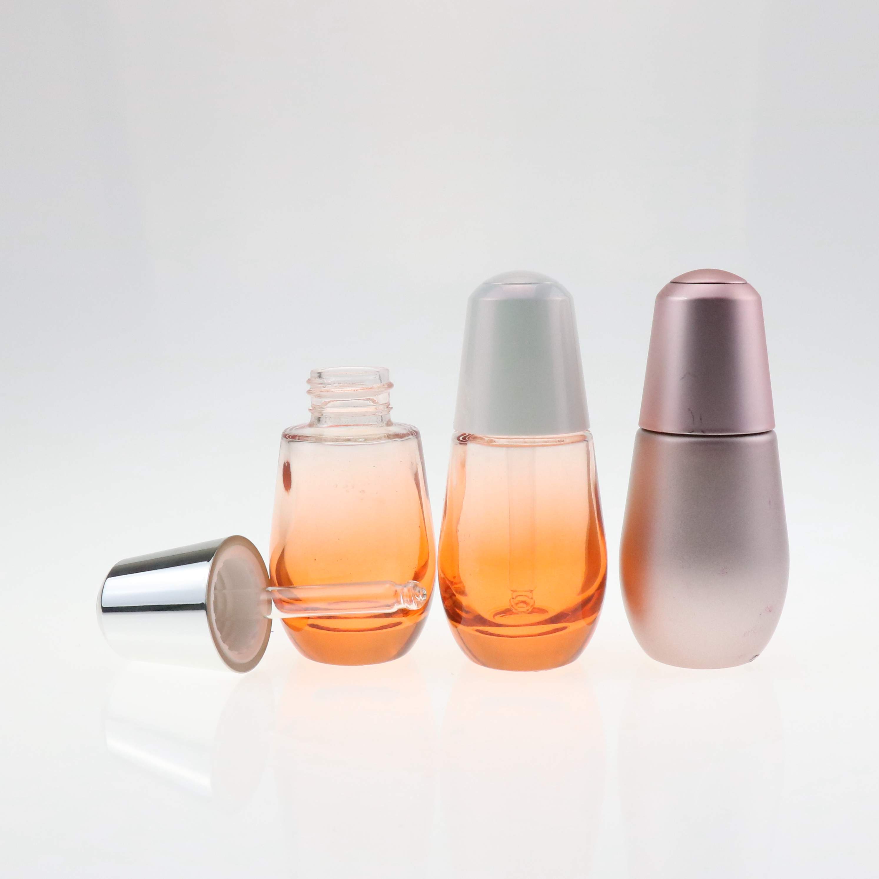 Emtpy 30ml 50ml thin tall clear tube glass cosmetic serum dropper bottle