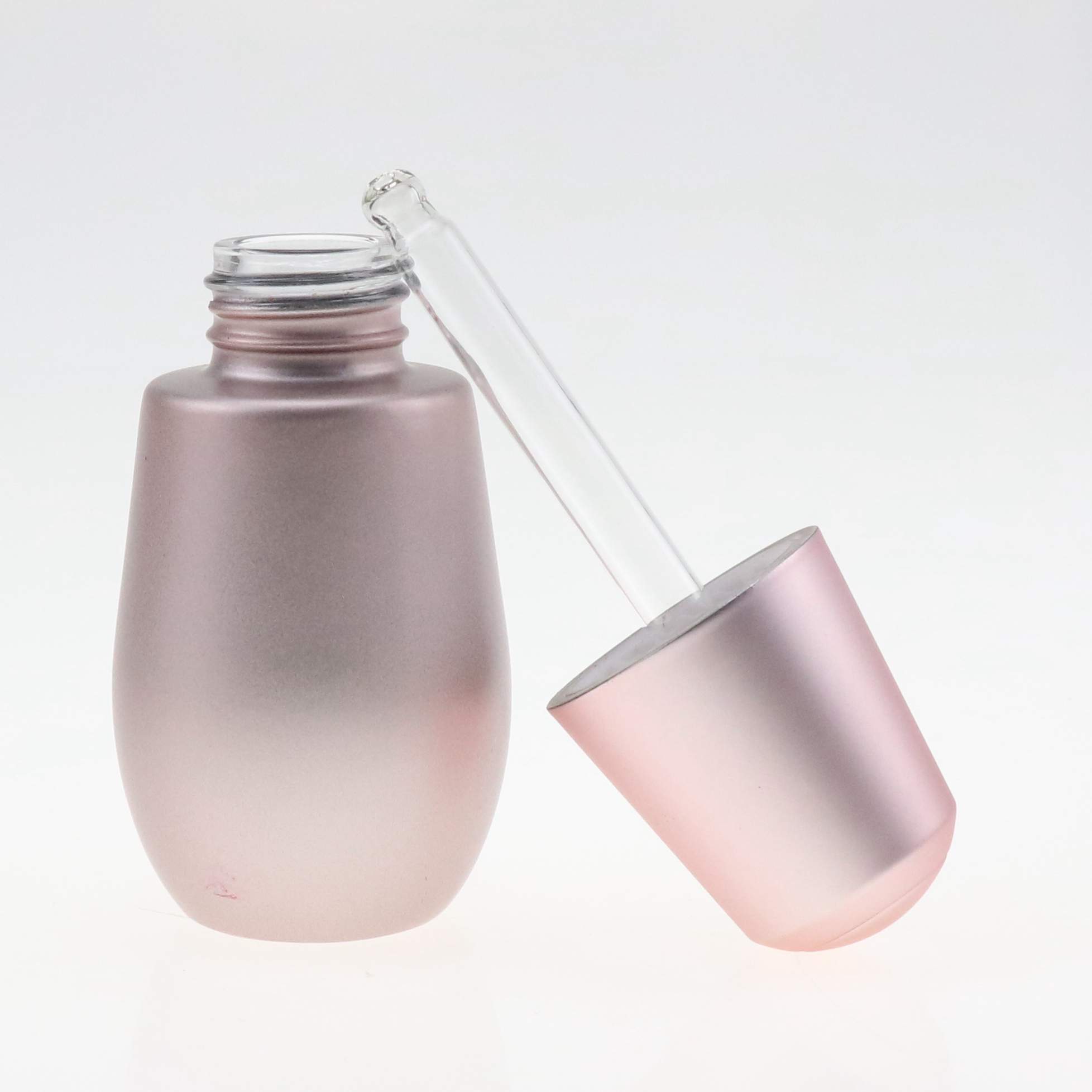 Emtpy 30ml 50ml thin tall clear tube glass cosmetic serum dropper bottle