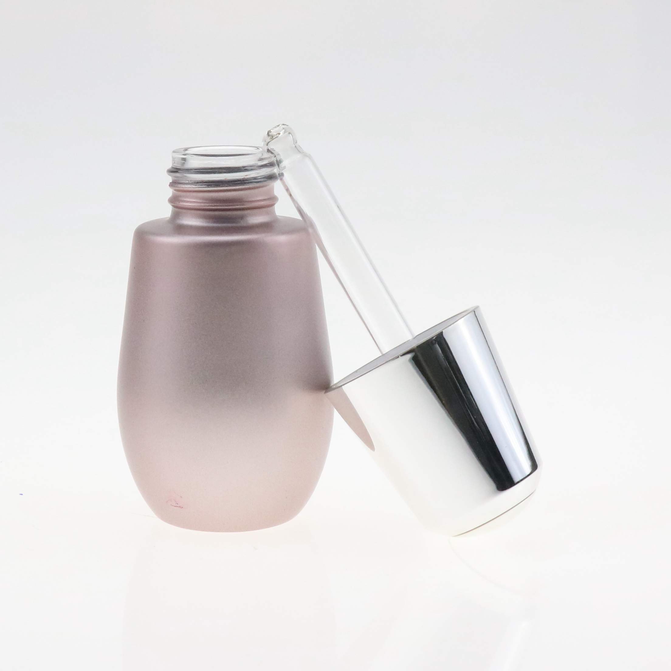 Emtpy 30ml 50ml thin tall clear tube glass cosmetic serum dropper bottle