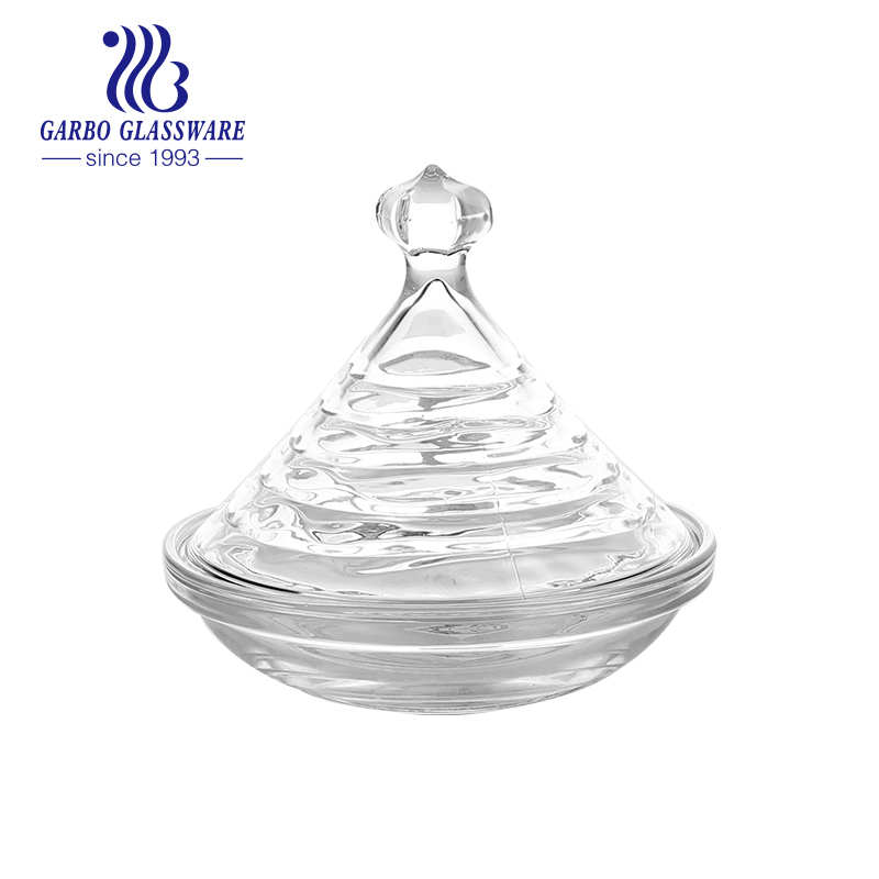 Engraved factory French Taji wholesale clear new glass candy pot customized golden ion plating glassware for home and restaurant