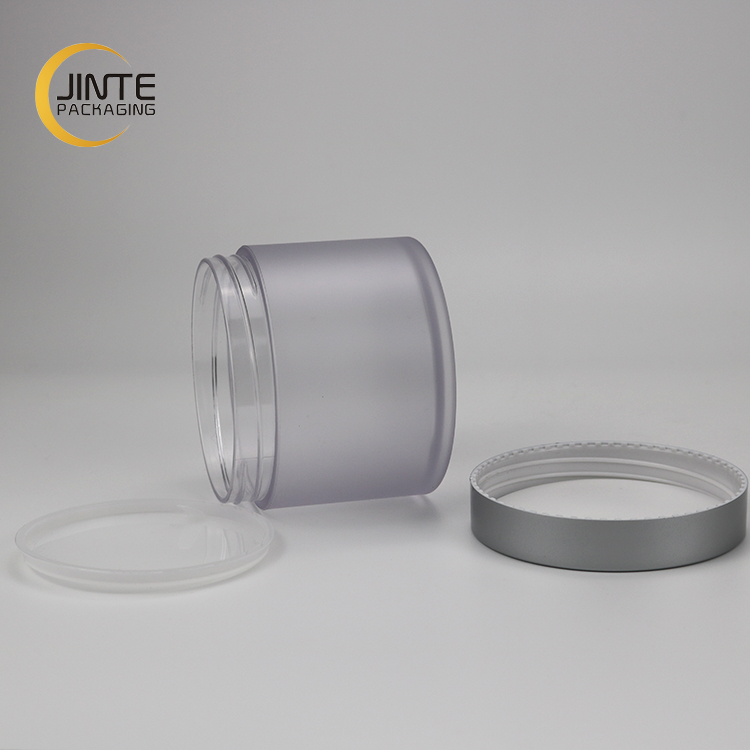 Environment friendly Empty cosmetic pot with painted gold cap silver cap clear jar packaging