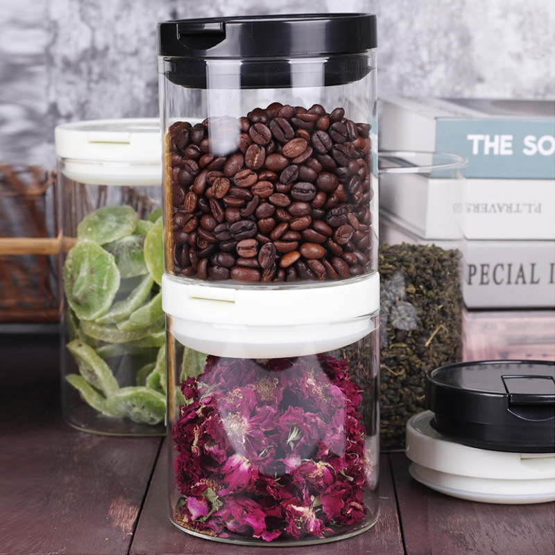 Environment friendly borosilicate Cookie Candy honey food glass storage tank with BPA free plastic cover