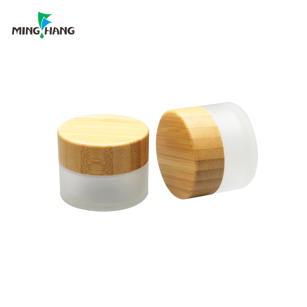 Environmental 30g 50g Cosmetic Package Glass Cream Facial Jars With Bamboo Cap