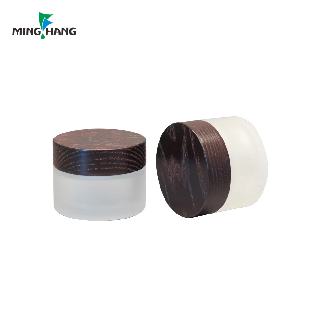 Environmental 30g 50g Cosmetic Package Glass Cream Facial Jars With Bamboo Cap