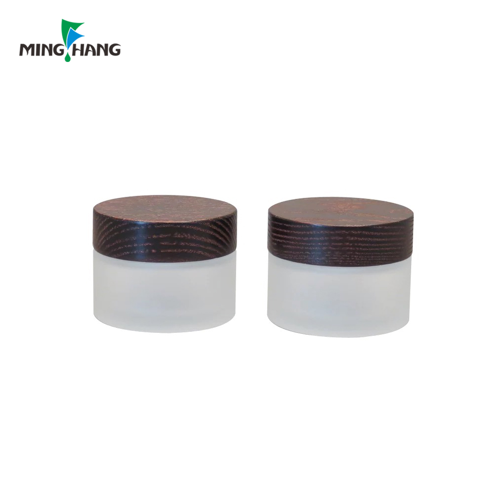 Environmental 30g 50g Cosmetic Package Glass Cream Facial Jars With Bamboo Cap