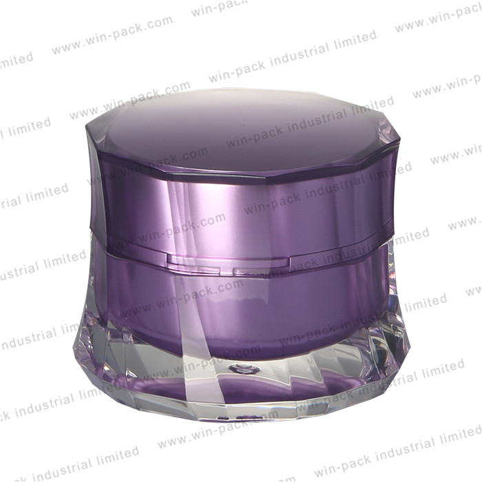 Environmental Protected unoque shape purple acrylic cosmetic jar 50g wholesale