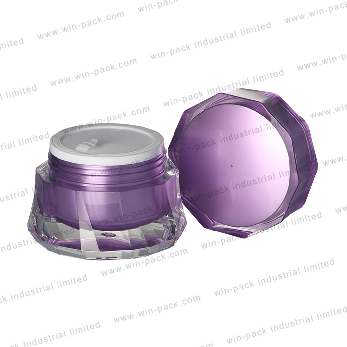 Environmental Protected unoque shape purple acrylic cosmetic jar 50g wholesale