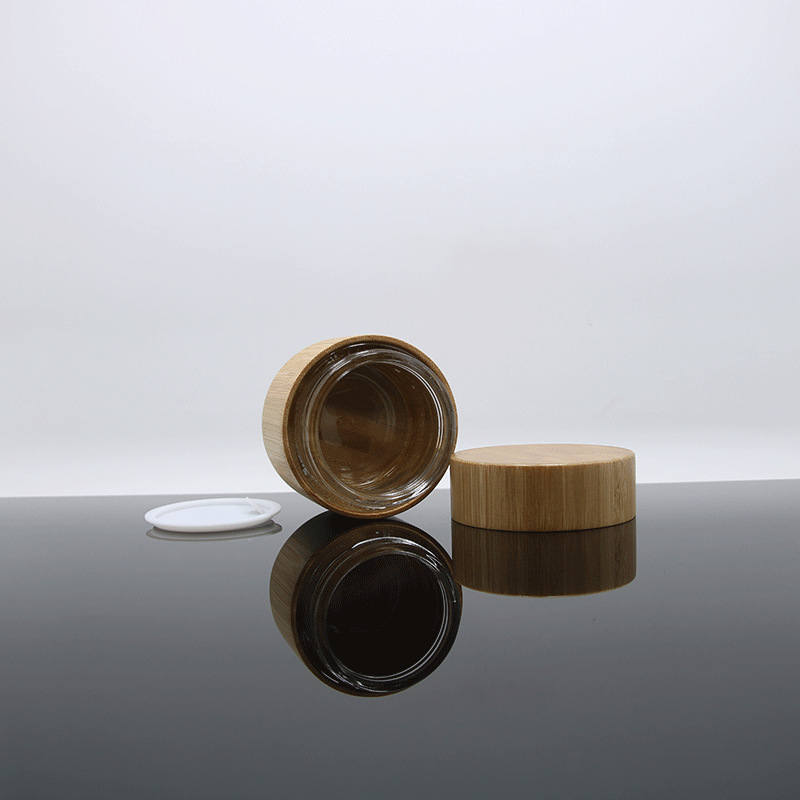 Environmental and eco friendly empty bamboo outer glass liner cosmetic packaging cosmetic cream jar