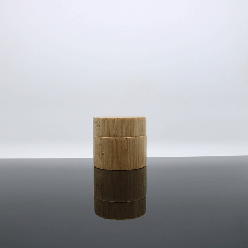 Environmental and eco friendly empty bamboo outer glass liner cosmetic packaging cosmetic cream jar
