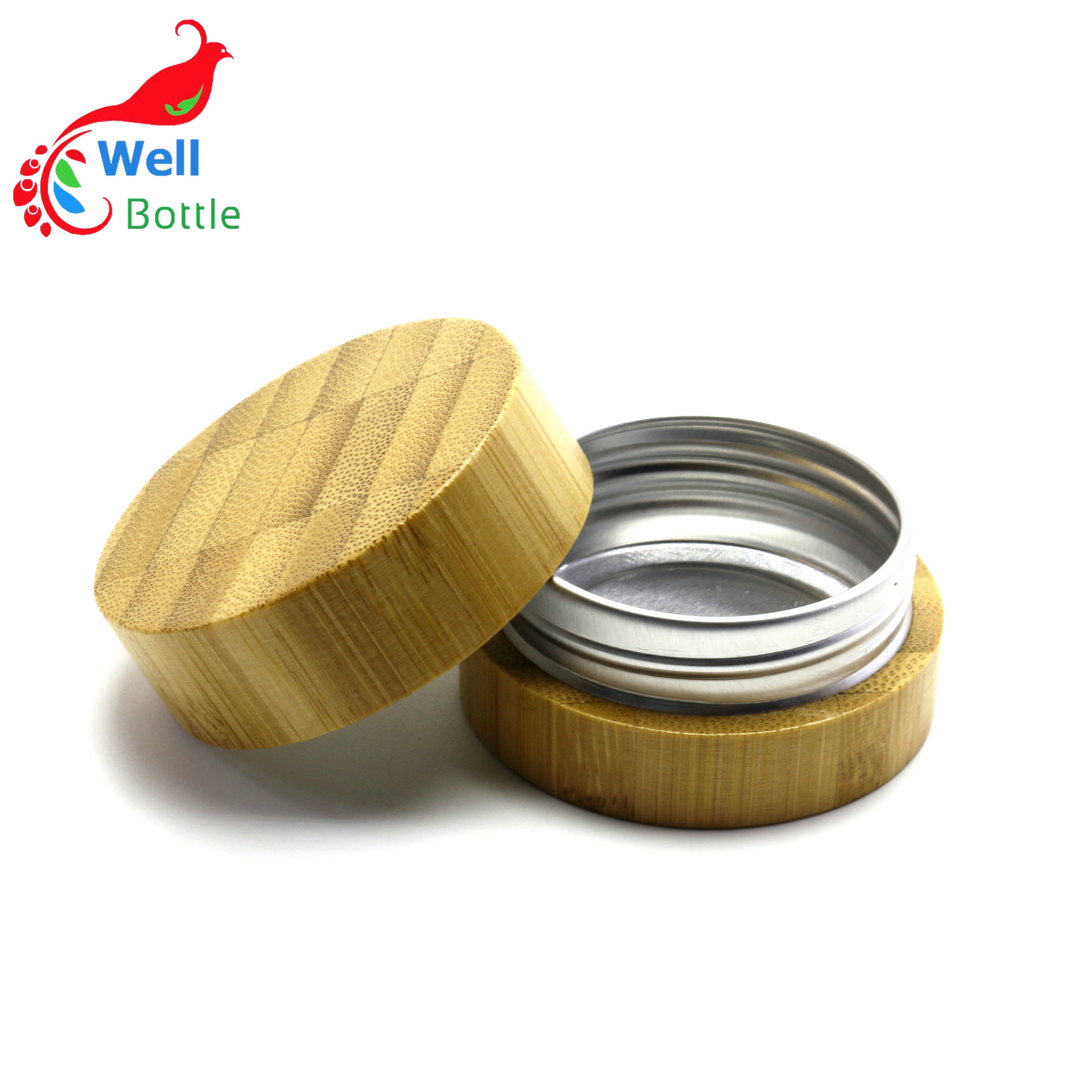 Environmental cosmetic packaging bamboo lip balm jar aluminum inner GJ-213RL