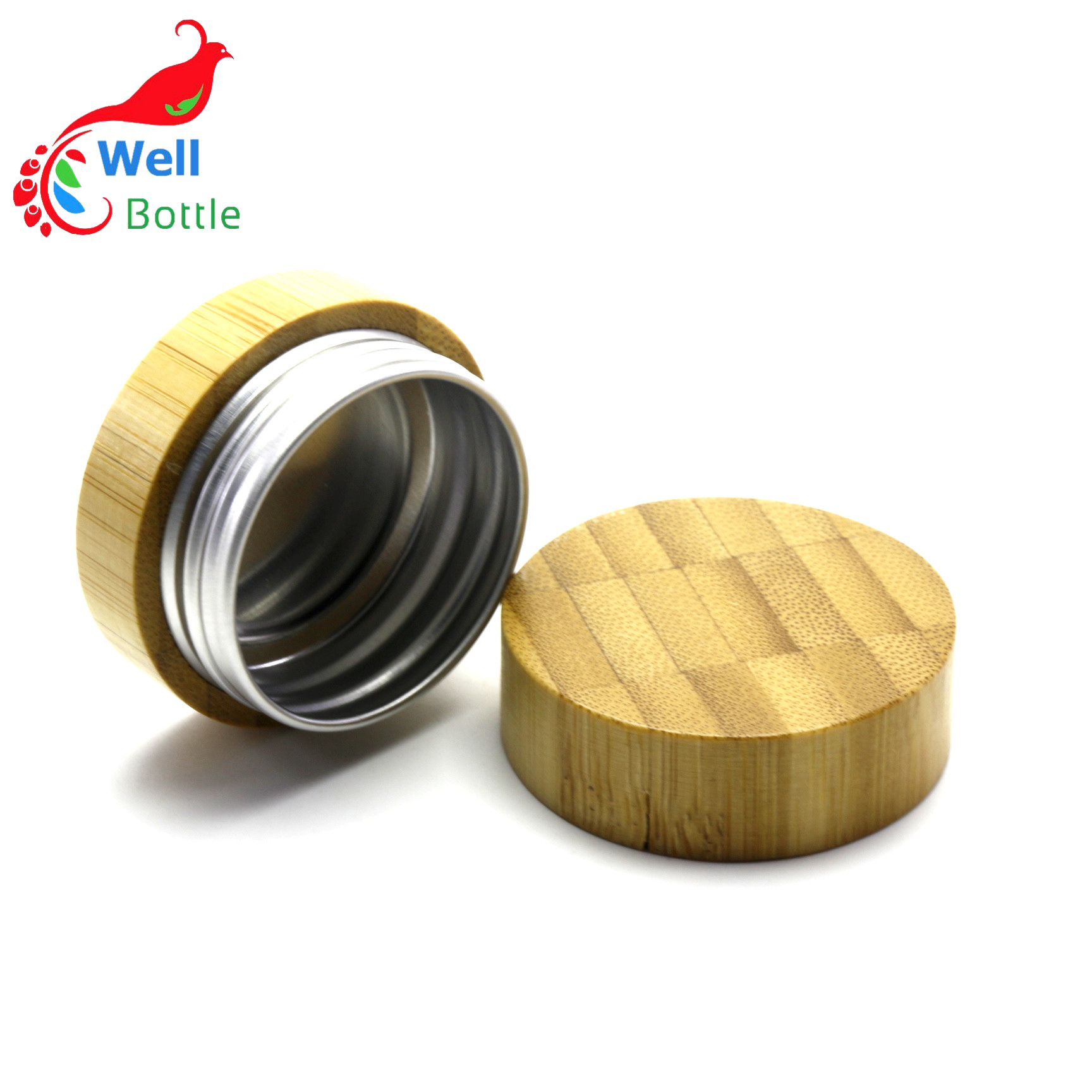 Environmental cosmetic packaging bamboo lip balm jar aluminum inner GJ-213RL