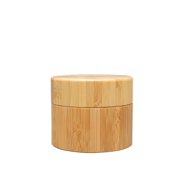 Environmental eco friendly empty bamboo outer glass liner cosmetic packaging cosmetic cream jar 30g