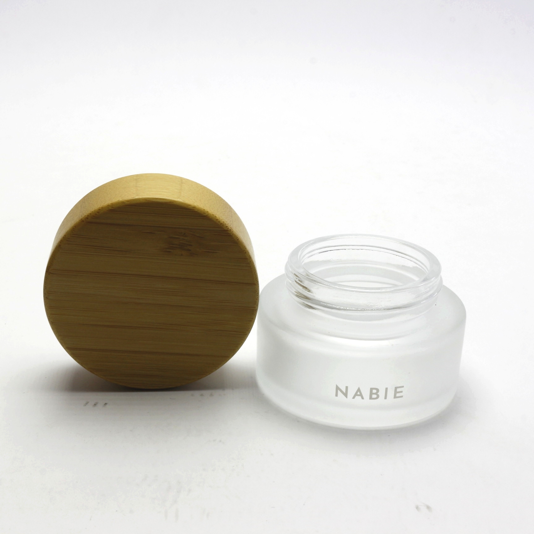 Environmental empty bamboo lid glass cream jar with wooden lids BJ-196R