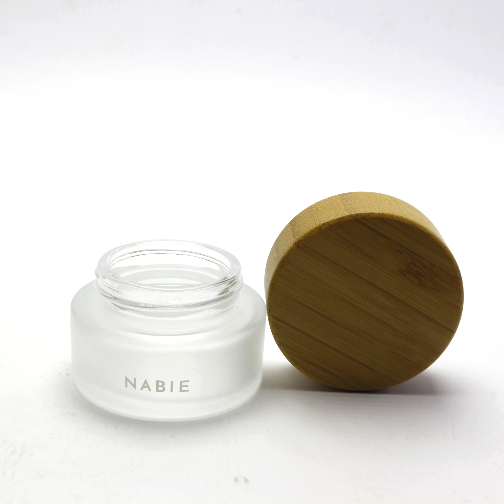 Environmental empty bamboo lid glass cream jar with wooden lids BJ-196R