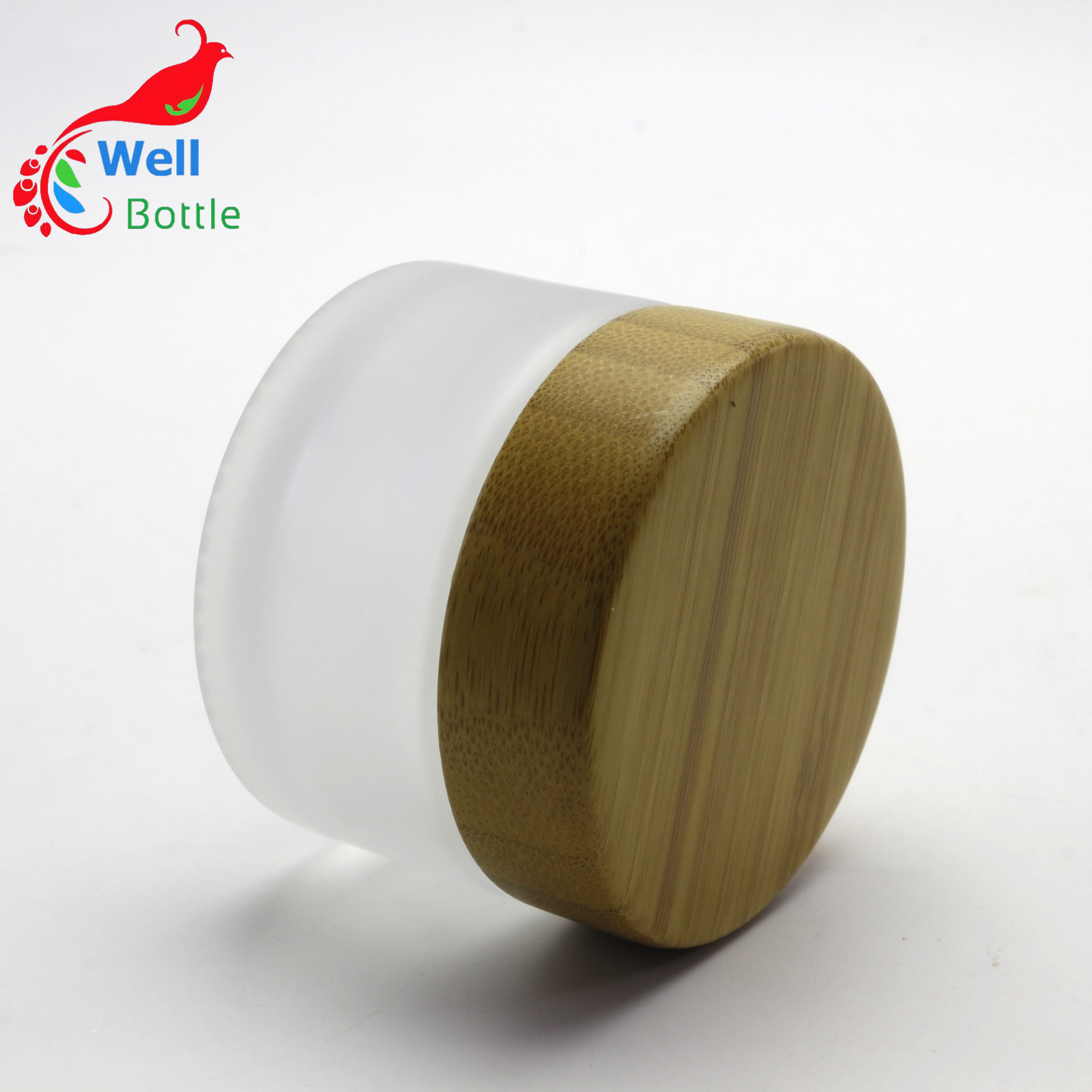 Environmental empty frosted glass cream jar with bamboo lid 5g 15g 30g 50g 100g BJ-200R