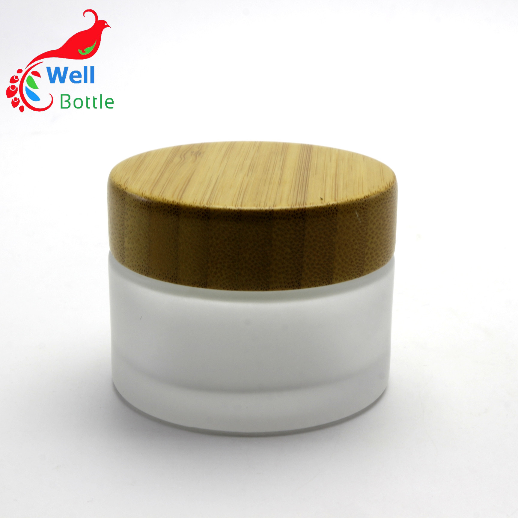 Environmental empty frosted glass cream jar with bamboo lid 5g 15g 30g 50g 100g BJ-200R