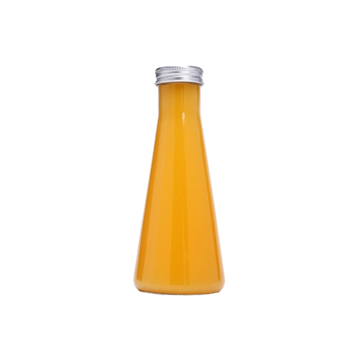 Environmentally Friendly Bottle 12oz 350ml Tapered Glass Juice Water Bottle With Leak Proof Cork Stopper