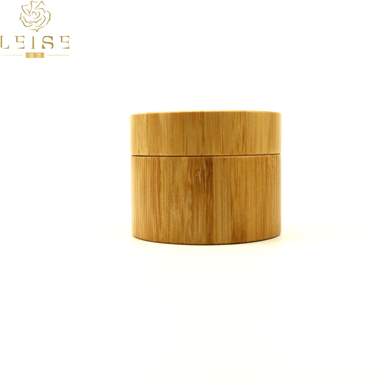 Environmentally friendly cosmetic bamboo 50g jar 50ml 1.7oz bamboo wood cosmet package face cream glass jar with bamboo lid