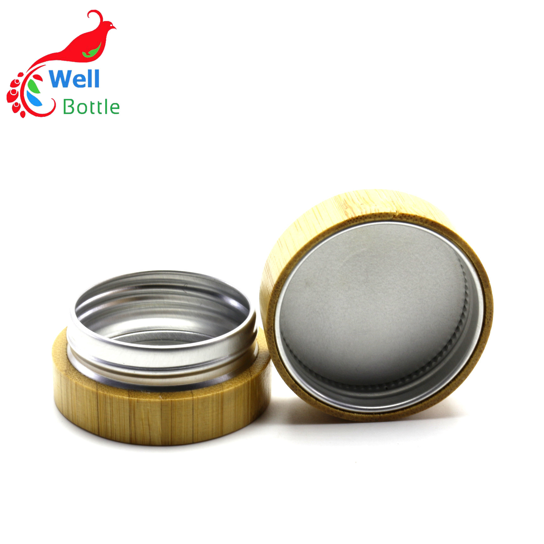 Environmentally friendly cosmetic packaging 15g 30g 50g bamboo cream jar with aluminum inner GJ-215RL