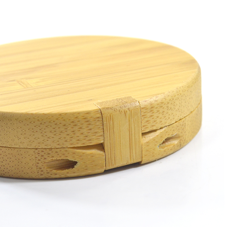 Environmentlly 15g cosmetic packaging product bamboo loose powder jar carrying a mirror