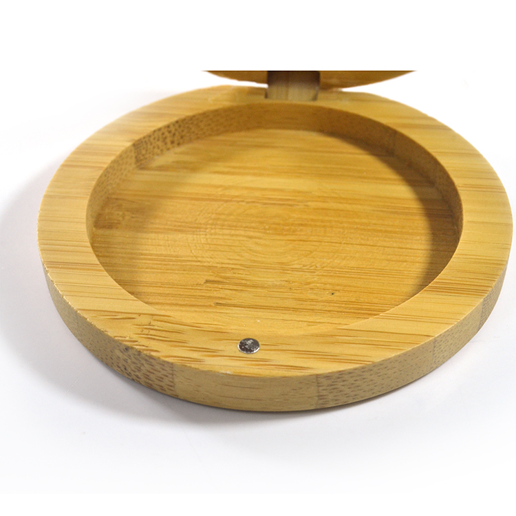 Environmentlly 15g cosmetic packaging product bamboo loose powder jar carrying a mirror