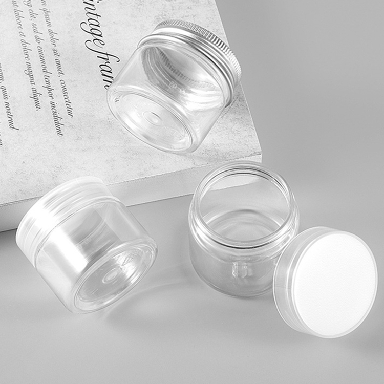 Eo-friendly Material Transparent PET Plastic Jars With Aluminum Lid Cream Container 20g 30g