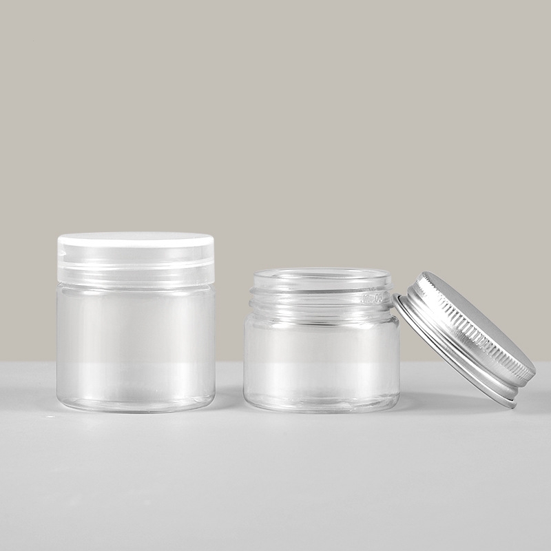 Eo-friendly Material Transparent PET Plastic Jars With Aluminum Lid Cream Container 20g 30g