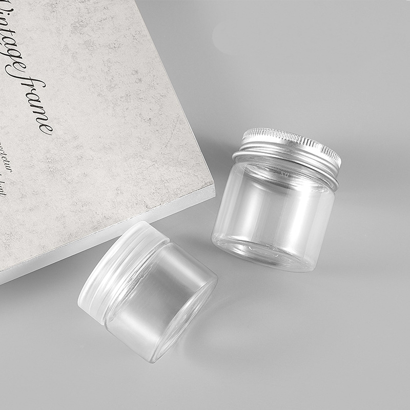 Eo-friendly Material Transparent PET Plastic Jars With Aluminum Lid Cream Container 20g 30g