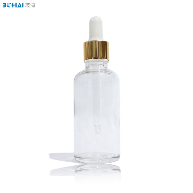 Essence Oils Glass Bottle with Dropper Transparent Best-selling 50ml Essential Oil Screen Printing Personal Care CROWN Cap