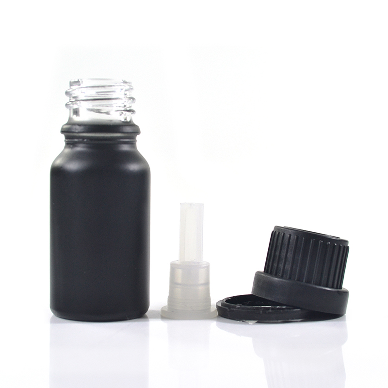 Essence oil 5ml 10ml 15ml 20ml 30ml 50ml matte frosted black amber clear tamperproof lid glass bottle