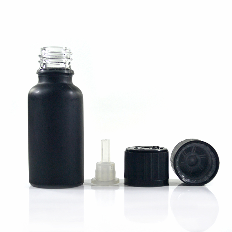 Essence oil 5ml 10ml 15ml 20ml 30ml 50ml matte frosted black amber clear tamperproof lid glass bottle