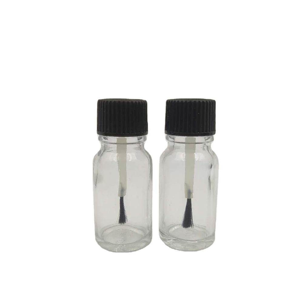 Essential Oil Bottle with Brush Hot Selling 10ml Empty Clear Glass Screen Printing Personal Care Screw Cap