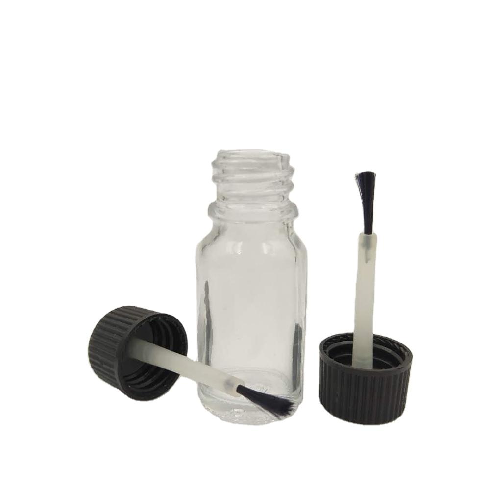 Essential Oil Bottle with Brush Hot Selling 10ml Empty Clear Glass Screen Printing Personal Care Screw Cap