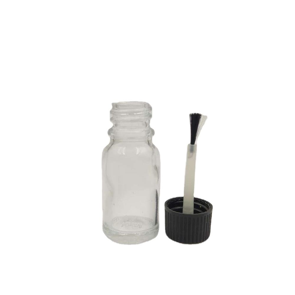 Essential Oil Bottle with Brush Hot Selling 10ml Empty Clear Glass Screen Printing Personal Care Screw Cap