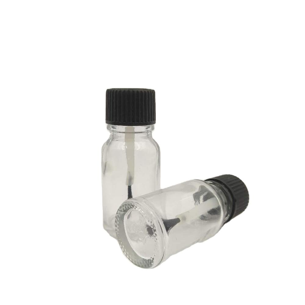 Essential Oil Bottle with Brush Hot Selling 10ml Empty Clear Glass Screen Printing Personal Care Screw Cap