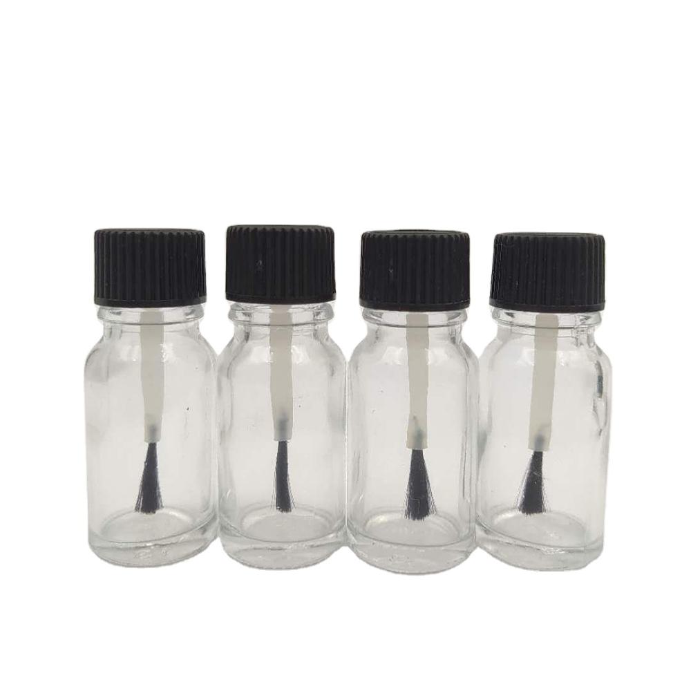 Essential Oil Bottle with Brush Hot Selling 10ml Empty Clear Glass Screen Printing Personal Care Screw Cap