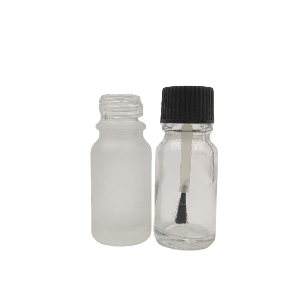 Essential Oil Bottle with Brush Hot Selling 10ml Empty Clear Glass Screen Printing Personal Care Screw Cap