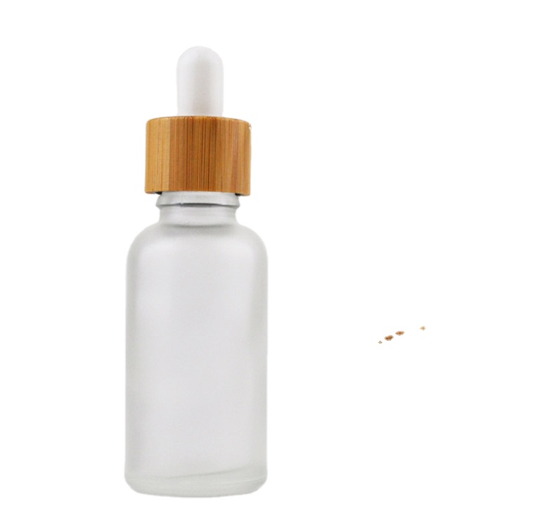 Essential Oil Bottles 15ml-100ml Frosted With Bamboo White 10 ml glass bamboo dropper Bottle with wood cap