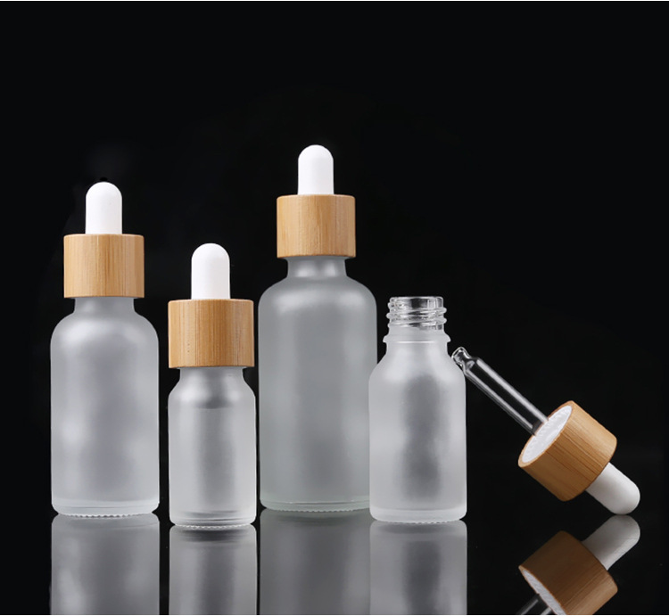 Essential Oil Bottles 15ml-100ml Frosted With Bamboo White 10 ml glass bamboo dropper Bottle with wood cap