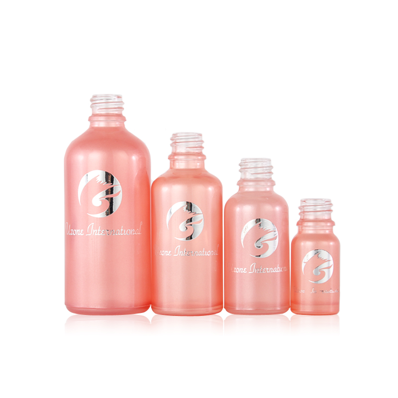 Essential Oil Dropper Glass Bottle Pink 10ml 30ml 50ml 100ml Boston Shape Personal Care Hot Stamping Standard Export Carton