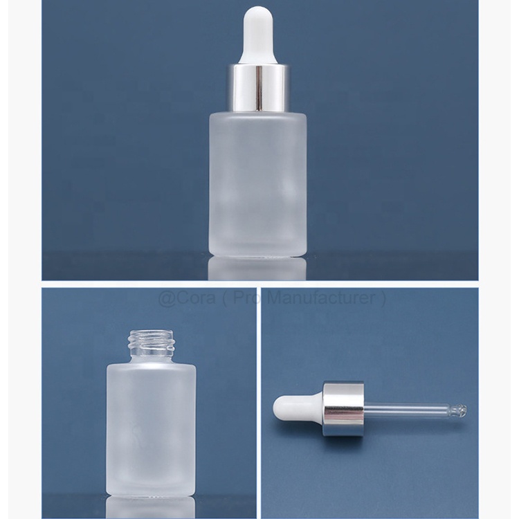 Essential Oil Dropper Pipette 30ml Serum Portable Matte Frosted Glass Bottle