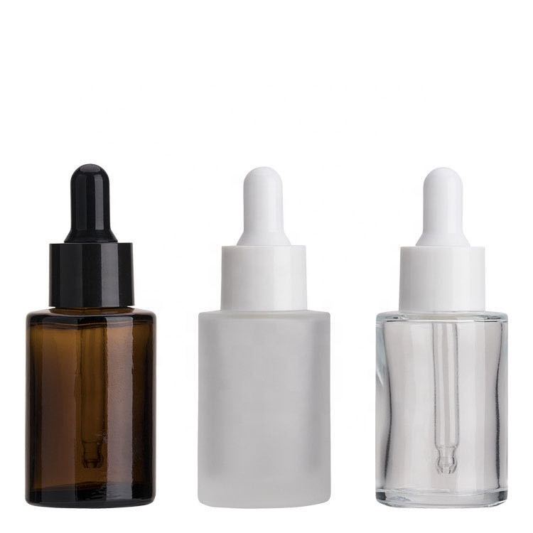 Essential Oil Packaging 20ml 30ml 50ml 60ml 80ml 100ml Flat Shoulder Frost Glass Dropper Bottle With Screen Printing