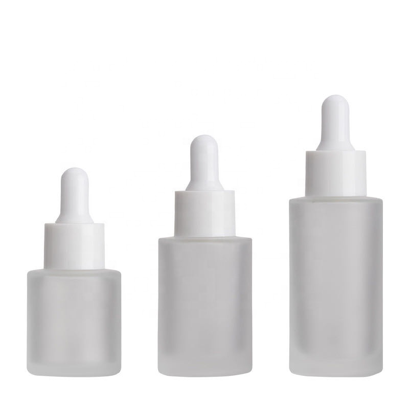 Essential Oil Packaging 20ml 30ml 50ml 60ml 80ml 100ml Flat Shoulder Frost Glass Dropper Bottle With Screen Printing