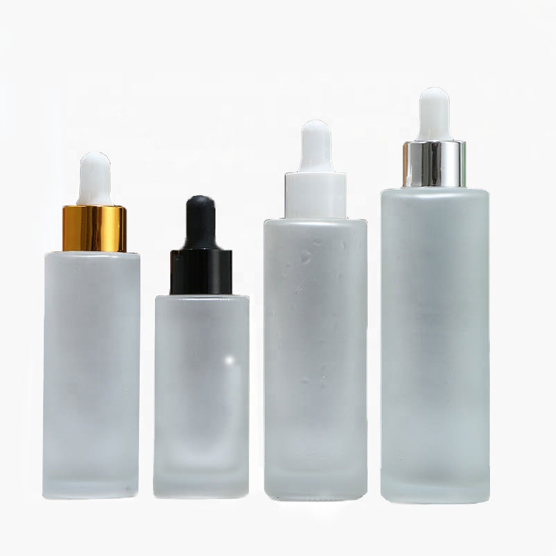 Essential Oil Packaging 20ml 30ml 50ml 60ml 80ml 100ml Flat Shoulder Frost Glass Dropper Bottle With Screen Printing