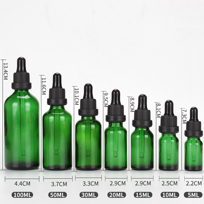 Essential Oil Packaging Bottles Green Hemp Plant Dropper Glass 30ml Bottle Manufacturer