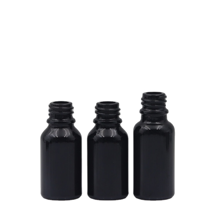 Essential Oil Perfume Glass Bottle with Dropper Hot Sale Empty Cosmetic Black Screen Printing Personal Care