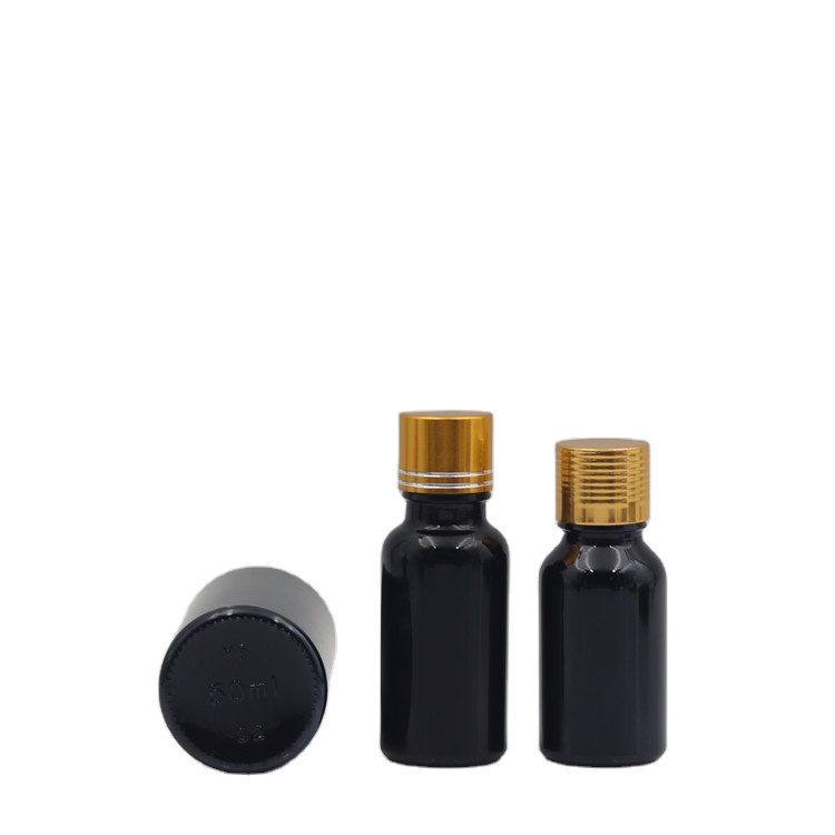 Essential Oil Perfume Glass Bottle with Dropper Hot Sale Empty Cosmetic Black Screen Printing Personal Care