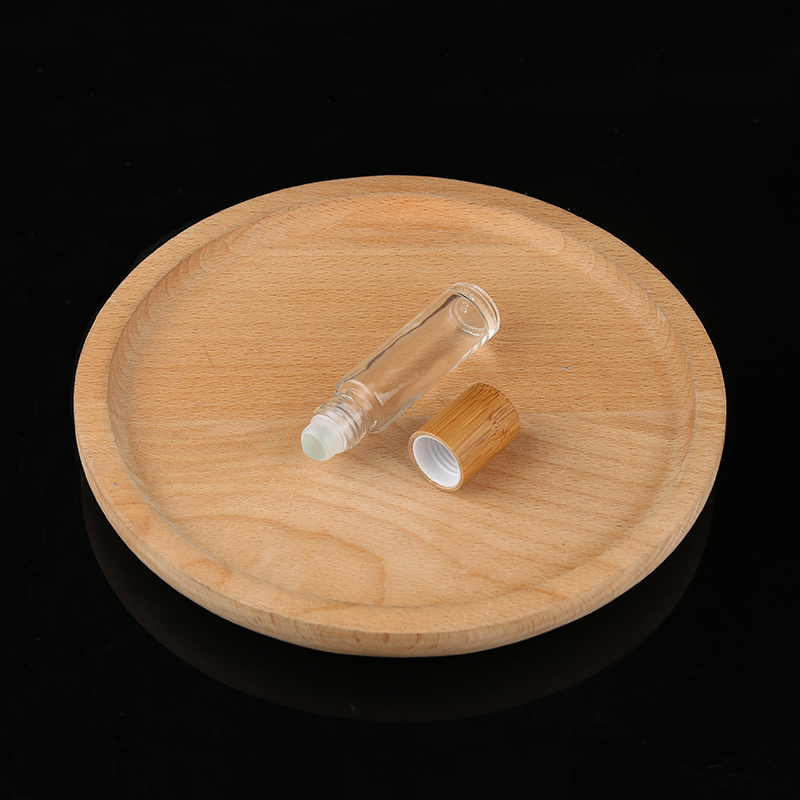Essential Oil Roll on Glass 10 Ml Clear Roller Bottle with Bamboo Screw Cap for Essential Oils