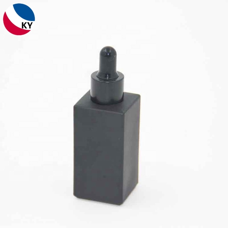 Essential Oil Square Bottle Custom Frosted Matte Black Dropper Personal Care Hot Stamping 30ml with Box