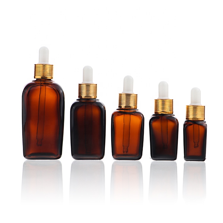Essential Oil Square Glass Serum Hair Oil Dropper Bottles 10ml 20ml 30ml 50ml